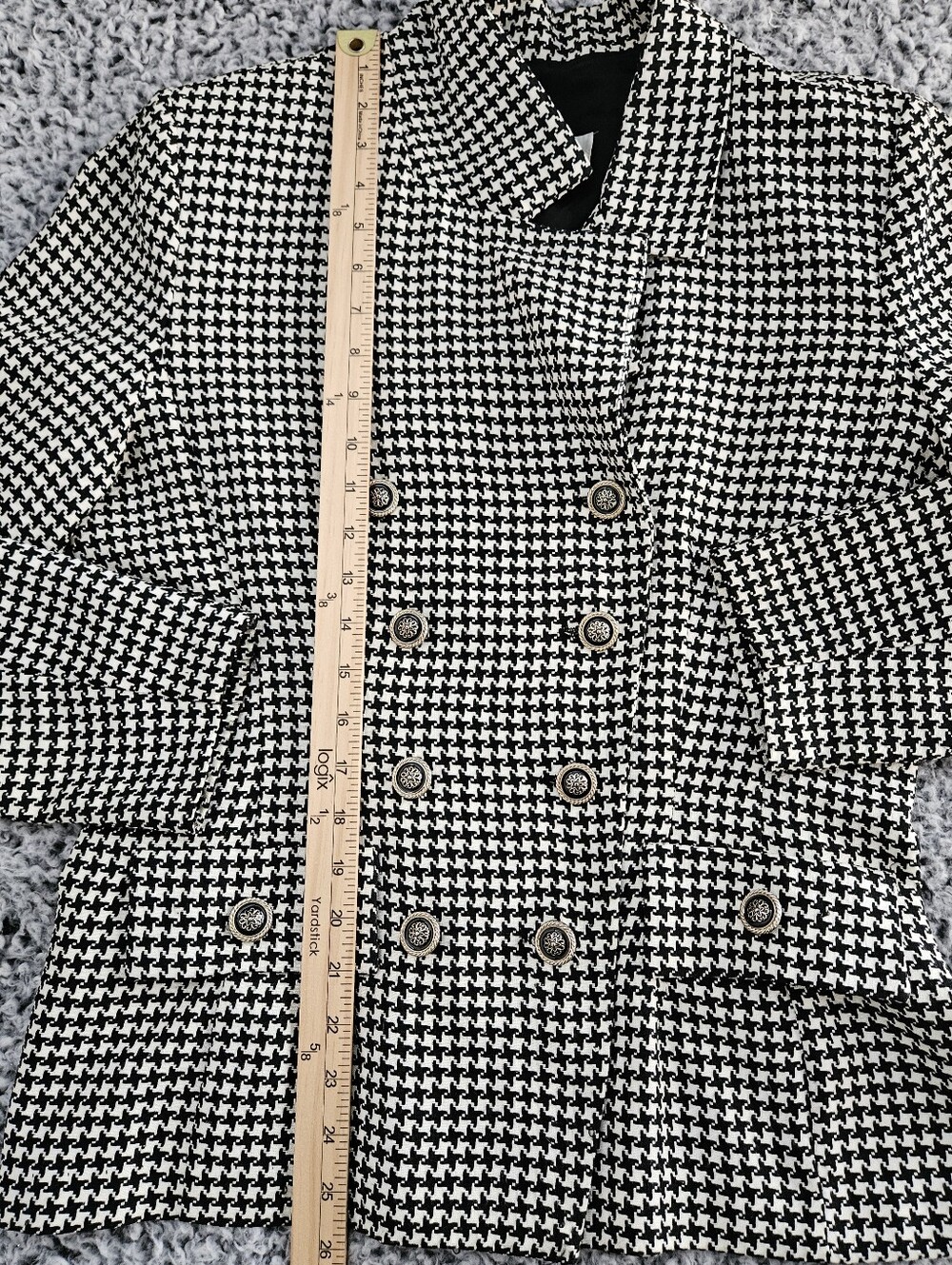 Vintage David Benjamin Houndstooth Blazer 12 L Large Double Breasted Academia - Picture 15 of 16